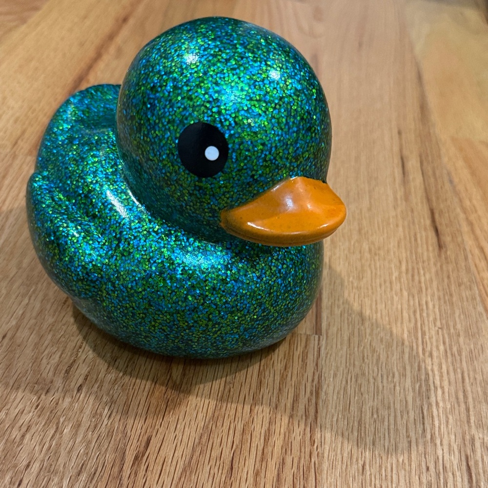 Jumbo Glittery Blue and Green Duck Figurine